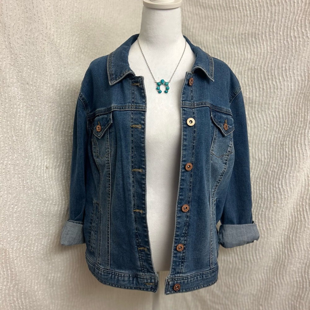 Style & Co Denim Jacket Size XL Jean Classic Wardrobe Staple Medium Blue